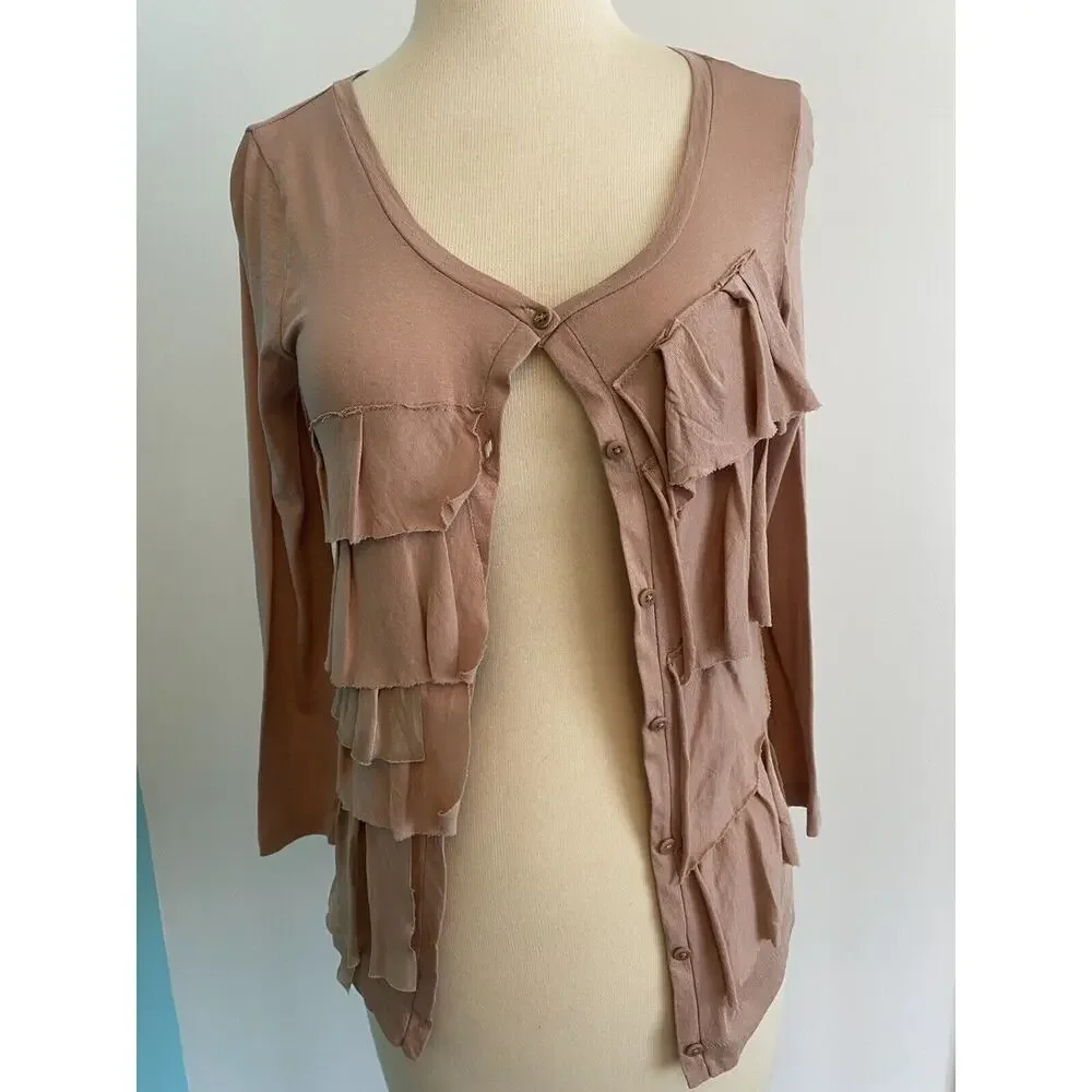 XS J. Crew Blush Long Sleeve Cardigan lightweight Sweater 100% Cotton 77388